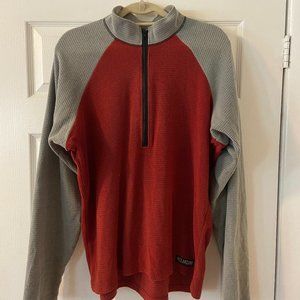 Men's half-zip Melanzana, size XL, red and gray